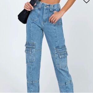 Princess Polly Lioness Stacey High Waist Cargo Baggy Jeans